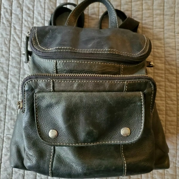 VTG Fossil Pebbled Leather Convertible Backpack - Picture 10 of 10